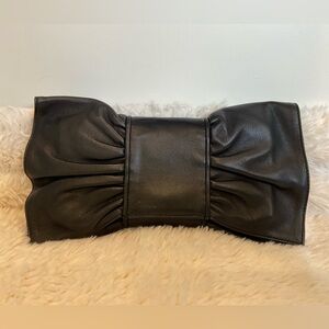 Ann Taylor Black Bow-Style Leather Clutch